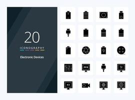 20 apparaten solide glyph icoon voor presentatie vector