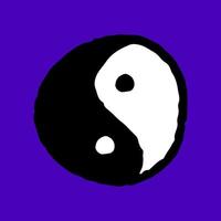 yin yang symbool tekenfilm, illustratie voor t-shirt, sticker, of kleding handelswaar. met modern knal en retro stijl. vector