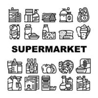 supermarkt verkoop afdeling pictogrammen reeks vector