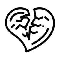 gebroken hart scheiden lijn icoon vector illustratie