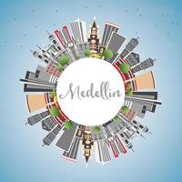 medellin Colombia stad horizon met grijs gebouwen, blauw lucht en kopiëren ruimte. vector