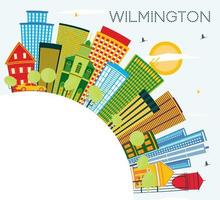 wilmington Delaware stad horizon met kleur gebouwen, blauw lucht en kopiëren ruimte. vector