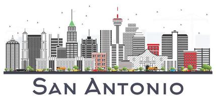 san antonio Texas stad horizon met grijs gebouwen geïsoleerd Aan wit. vector