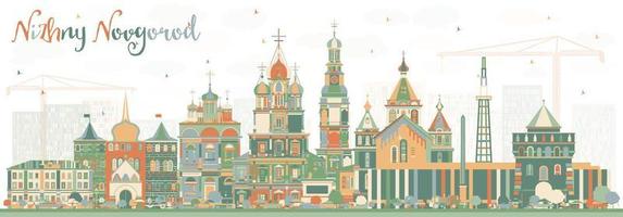 nizjni novgorod Rusland stad horizon met kleur gebouwen. vector
