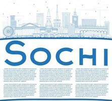 schets Sotsji Rusland stad horizon met blauw gebouwen en kopiëren ruimte. vector