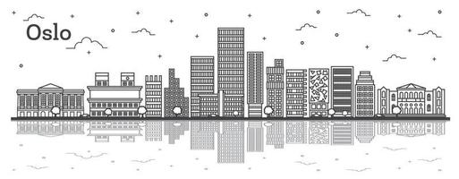 schets Oslo Noorwegen stad horizon met modern gebouwen en reflecties geïsoleerd Aan wit. vector