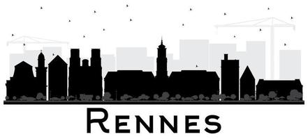 Rennes Frankrijk stad horizon silhouet met zwart gebouwen geïsoleerd Aan wit. vector