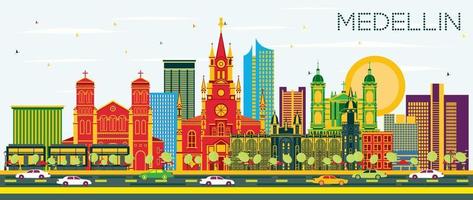 medellin Colombia stad horizon met kleur gebouwen en blauw lucht. vector