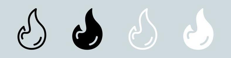 brand icoon reeks in zwart en wit. vlam tekens vector illustratie.