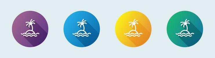 eiland lijn icoon in vlak ontwerp stijl. tropisch tekens vector illustratie.