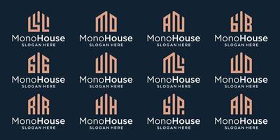 verzameling van creatief huis gebouw logos met eerste brief monogram. premie vector