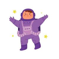 kind astronaut in ruimte. kind tekenfilm vector illustratie geïsoleerd Aan wit achtergrond