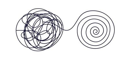 transformatie spanning in psychologie. mentaal Gezondheid concept. coachen, begeleiding of psychotherapie. chaos oplossen. vlak vector illustratie