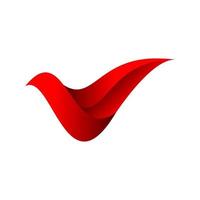 abstract vogel duif duif en brief v vorm logo met rood levendig helling kleur stijl vector