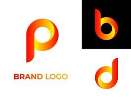 brief p q b d levendig kleur logo vector