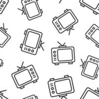 TV icoon in vlak stijl. televisie teken vector illustratie Aan wit geïsoleerd achtergrond. video kanaal naadloos patroon bedrijf concept.