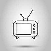 TV icoon in vlak stijl. televisie teken vector illustratie Aan wit geïsoleerd achtergrond. video kanaal bedrijf concept.