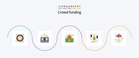 crowdfunding vlak 5 icoon pak inclusief groei. fabriek. riskant. beginnen. toenemen vector