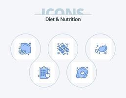 eetpatroon en voeding blauw icoon pak 5 icoon ontwerp. eetpatroon. vitamine. citrus fruit. supplement. eetpatroon vector
