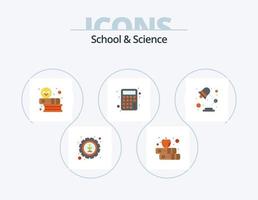 school- en wetenschap vlak icoon pak 5 icoon ontwerp. licht. boeken. wiskunde. accounting vector