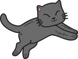 hand- getrokken jumping kat illustratie in tekening stijl vector