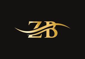 zb logo ontwerp. eerste zb brief logo vector. swoosh brief zb logo ontwerp vector