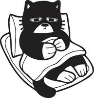 hand- getrokken ziek kat slapen Aan hoofdkussen illustratie in tekening stijl vector