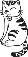 hand- getrokken schattig gestreept kat glimlach illustratie in tekening stijl vector