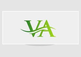 va logo ontwerp. premie brief va logo ontwerp met water Golf concept vector