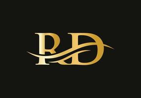 swoosh brief rd logo ontwerp voor bedrijf en bedrijf identiteit. water Golf rd logo met modern modieus vector