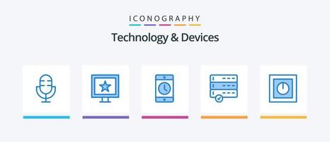 apparaten blauw 5 icoon pak inclusief elektronica. apparaten. mobiele telefoon. gegevens. smartphone. creatief pictogrammen ontwerp vector