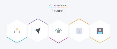 instagram 25 vlak icoon pak inclusief instagram. uploaden. oog. stelt. instagram vector