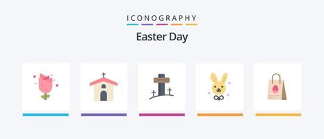 Pasen vlak 5 icoon pak inclusief tas. konijn. Pasen. Pasen. Pasen. creatief pictogrammen ontwerp vector