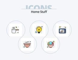 huis dingen lijn gevulde icoon pak 5 icoon ontwerp. keuken. schakelaar. stoel. plug. elektriciteit vector