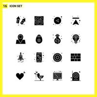 modern reeks van 16 solide glyphs pictogram van omhoog pijl strategie links richting bewerkbare vector ontwerp elementen