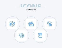 Valentijn blauw icoon pak 5 icoon ontwerp. liedje. bruiloft. vuurwerk. hart. kaart vector