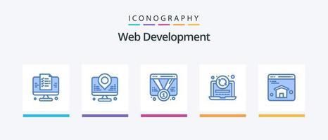 web ontwikkeling blauw 5 icoon pak inclusief browser. herladen. kenteken. vernieuwen. web. creatief pictogrammen ontwerp vector
