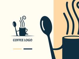 heet koffie kop Holding lepel logo ontwerp vector