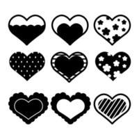 een verzameling van hartvormig vector silhouetten voor Valentijnsdag dag, jubilea, bruiloft, vieringen en website decor zijn geïsoleerd Aan een wit achtergrond.