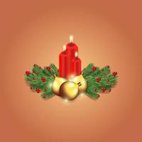 Kerstmis ballen, geschenken, Kerstmis bomen en brandend kaarsen. feestelijk decoraties en items voor ieder nieuw jaar, Kerstmis achtergrond decoratie vector