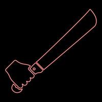 neon machete in hand- in gebruik arm groot mes rood kleur vector illustratie beeld vlak stijl