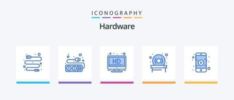 hardware blauw 5 icoon pak inclusief . Speel. scherm. film. hardware. creatief pictogrammen ontwerp vector