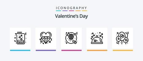 valentijnsdag dag lijn 5 icoon pak inclusief bruiloft. geschenk. bruiloft. boog. rozen. creatief pictogrammen ontwerp vector