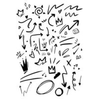 vector reeks van hand getekend schattig cartoonachtig uitdrukking teken tekening lijn beroerte-emoticon Effecten ontwerp elementen, tekenfilm karakter emotie symbolen,