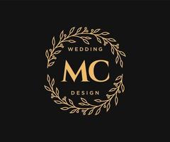 mc initialen brief bruiloft monogram logos verzameling, hand- getrokken modern minimalistisch en bloemen Sjablonen voor uitnodiging kaarten, opslaan de datum, elegant identiteit voor restaurant, boetiek, cafe in vector