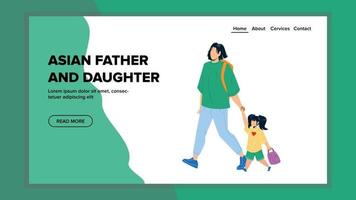 Aziatisch vader en dochter wandelen samen vector
