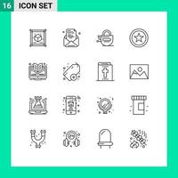 universeel icoon symbolen groep van 16 modern contouren van online koppel profiel favoriete server bewerkbare vector ontwerp elementen