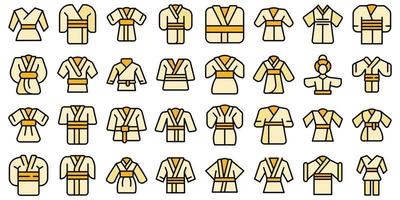 kimono pictogrammen reeks vector kleur schets