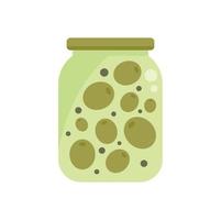 olijven pot icoon vlak vector. voedsel augurk vector