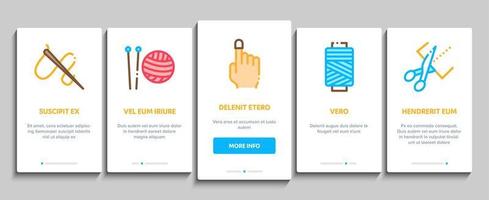 naaien en handwerk onboarding elementen pictogrammen reeks vector